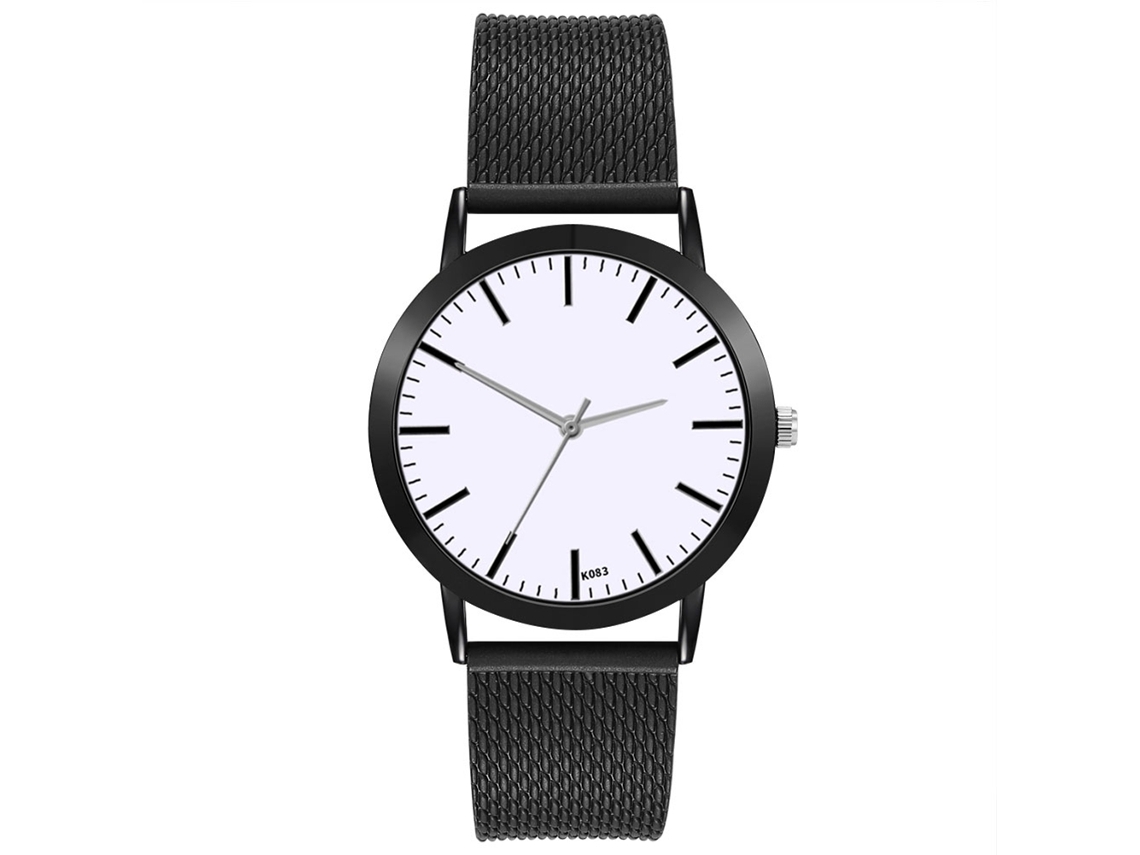 Reloj De Cuarzo Para Hombre De Moda Clásico Con Correa De Silicona Casual Negro Dial Blanco