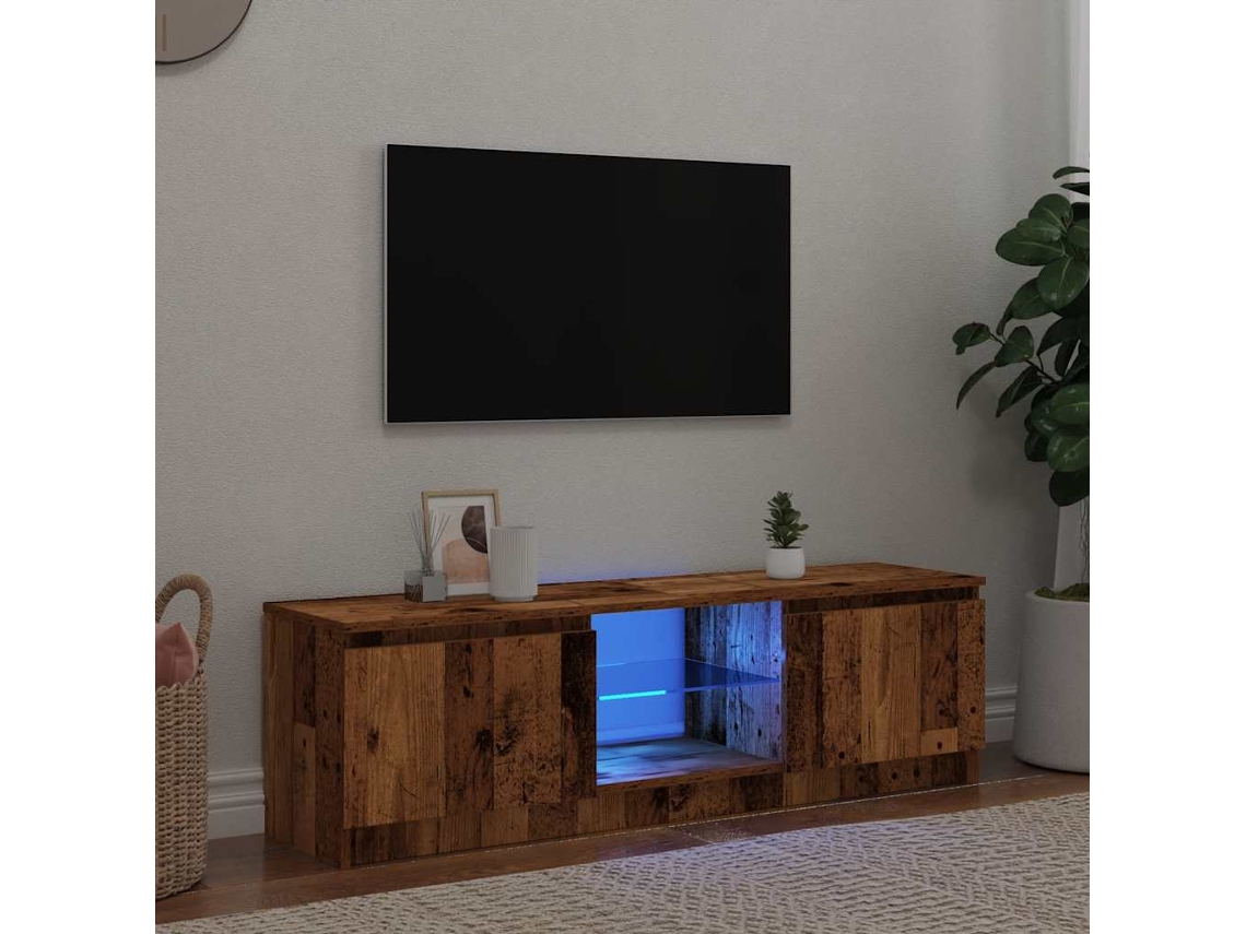 Móvel De Tv Com Luzes Led Derivados De Madeira Madeira Velha Dkd Home Decor