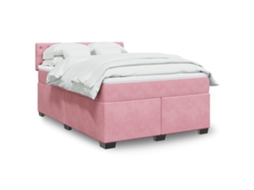 Vidaxl Cama Com Molas/colchão 140x200 Cm Veludo Rosa