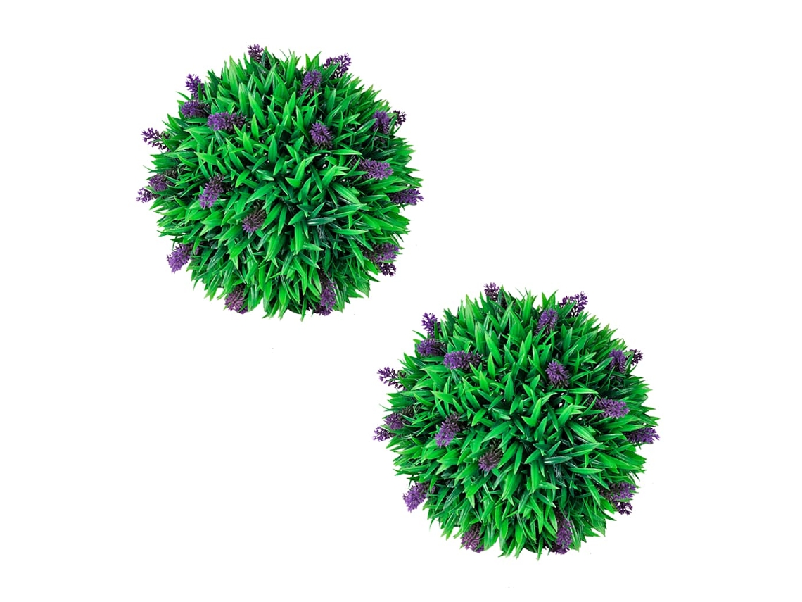 Vidaxl Conjunto De 2 Bolas De Buxo Artificiais Com Lavanda 30 Cm