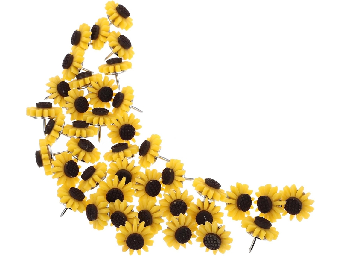 Alfinetes Decorativos E Reutilizáveis Holibanna, Em Formato De Girassol, 40 Unidades, Feitos De Resina E Metal, Fáceis