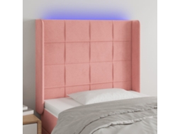 Vidaxl Cabeceira De Cama C/ Luzes Led Veludo 83x16x118/128 Cm Rosa