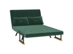 Sofá-cama 3 Em 1 Em Tecido Com Efeito Veludo, Com Encosto Ajustável E 2 Almofadas, 102x73x81 Cm, Verde