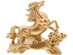 Ornamento Resina Representando Elegante Cavalo Dourado Decoração Escritório Símbolo Atração Prosperidade GOKOCO