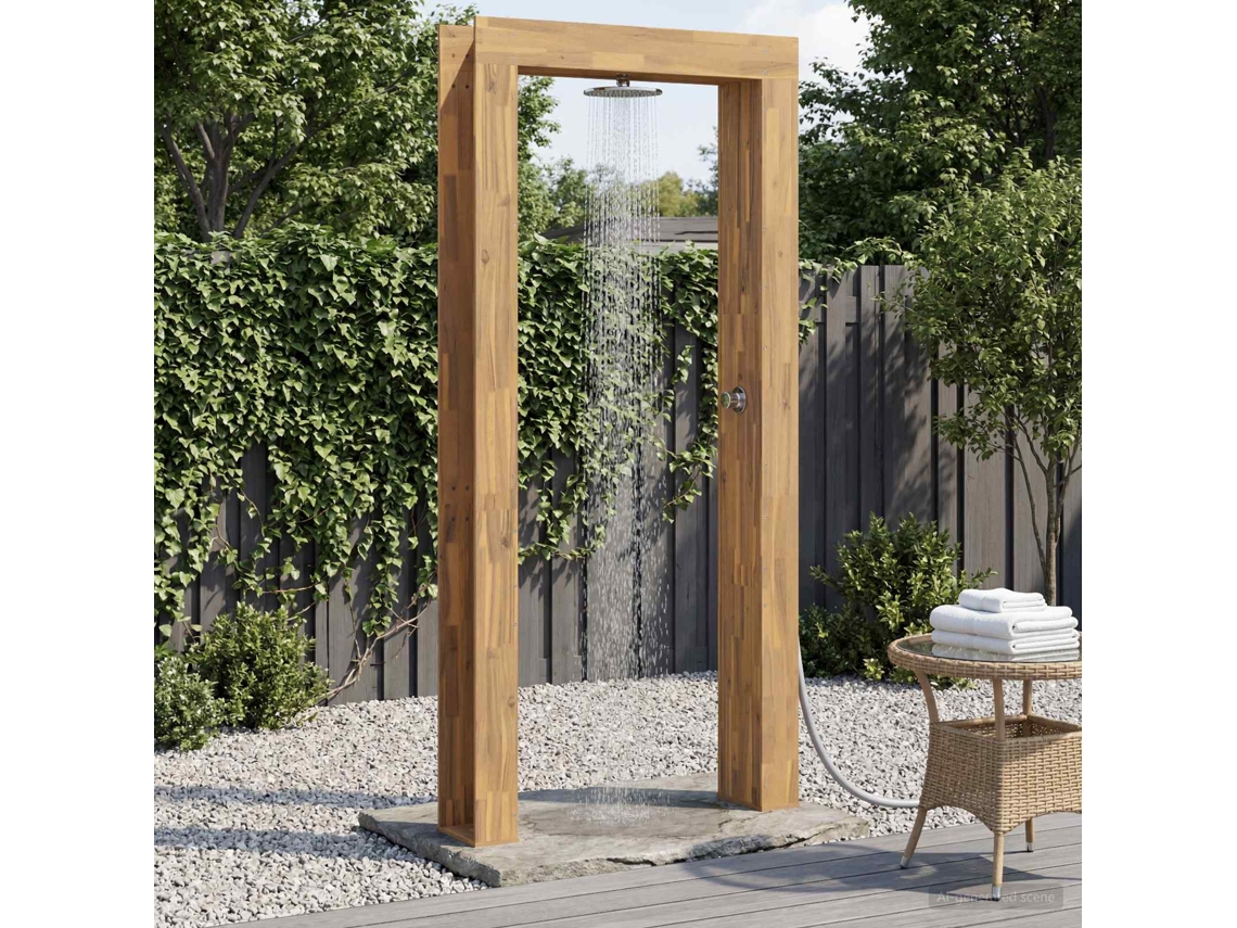 Vidaxl Chuveiro Externo 226 Cm Madeira Acácia Maciça E Aço Inoxidável