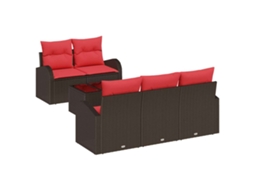 Maison Exclusive - Conjunto De Sofás Com Almofada 6 Pcs Castanho Poliéster