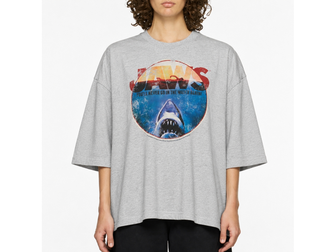 Rockinstone Jaws Movie Omg Heather Gray Adult T-shirt Size:xl