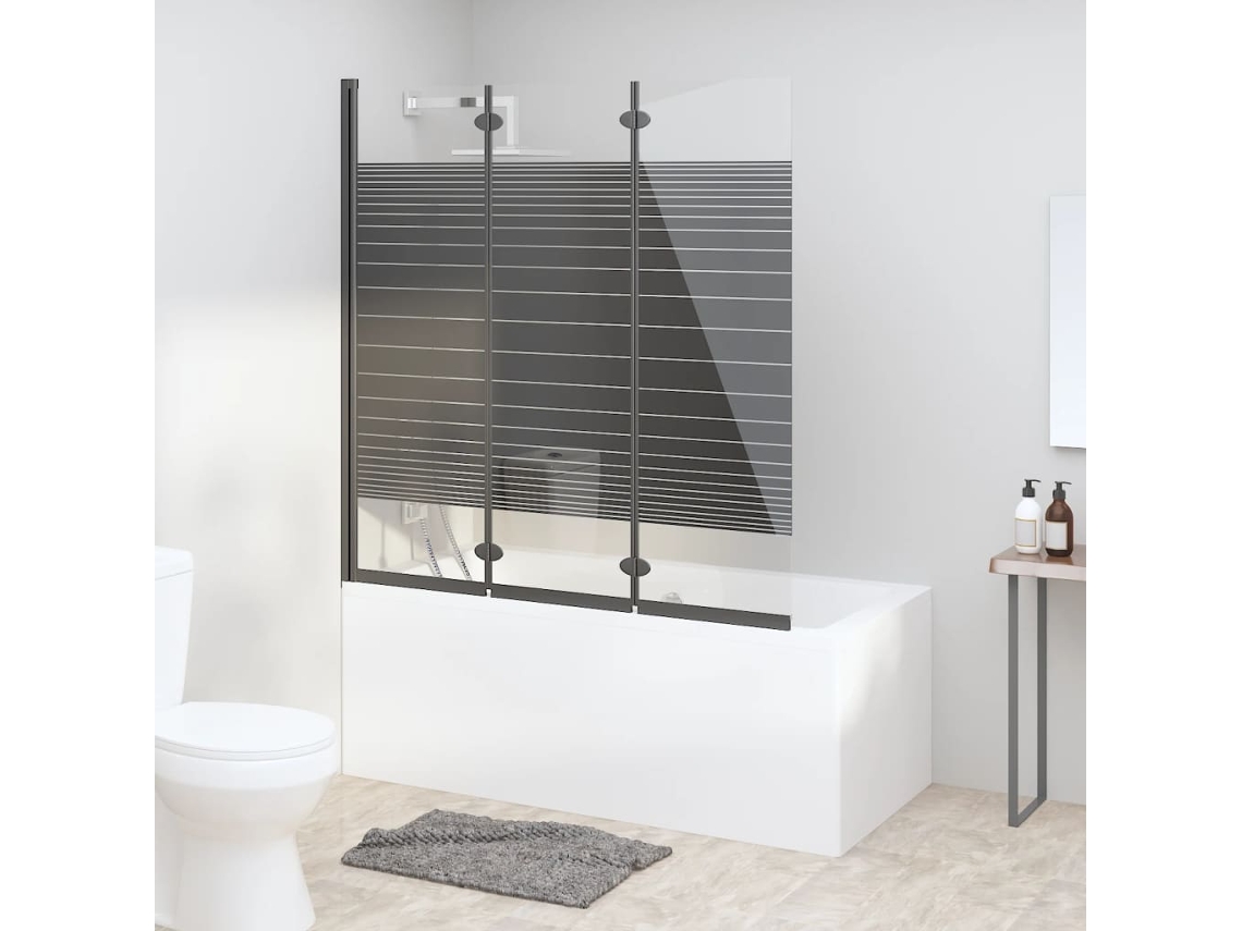 Vidaxl Divisória De Chuveiro Dobrável 3 Painéis 130x130 Cm Esg Preto