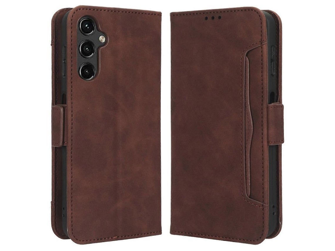 Yuru capa de Couro Pu para Samsung Galaxy A14 5g com Slots para Cartões, Suporte e Fechamento Magnético Anti impacto