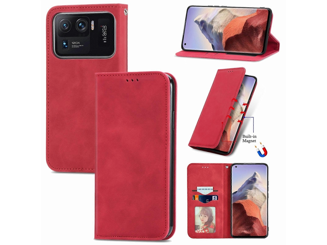 Capa De Celular Xiaomi Mi 11 Ultra Com Fecho Magnético E Toque Retrô Em Couro Sintético.