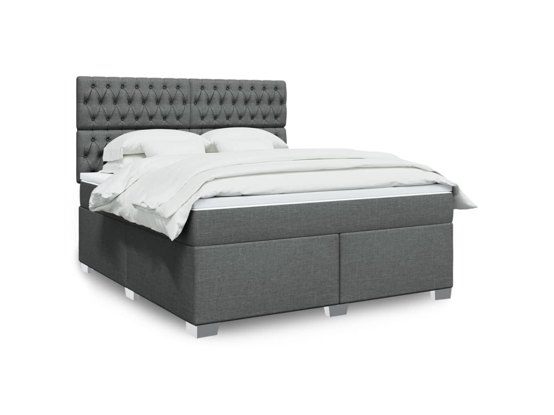 Vidaxl Cama Com Molas/colchão 180x200 Cm Tecido Cinzento-escuro