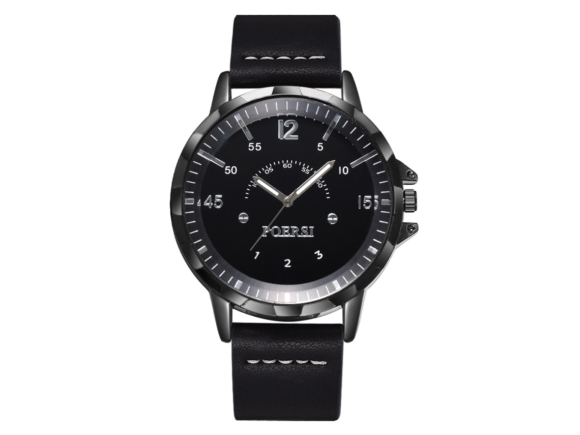 Relógio de Pulso Feminino Elegante de Negócio com Pulseira Pu Preto Movimento de Quartzo