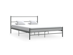 Estrutura De Cama Sem Colchão 140x200 Cm Metal Cinzento