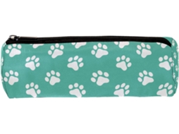 Estojo Lápis Com Estampa De Patas Gato E Cachorro, Verde