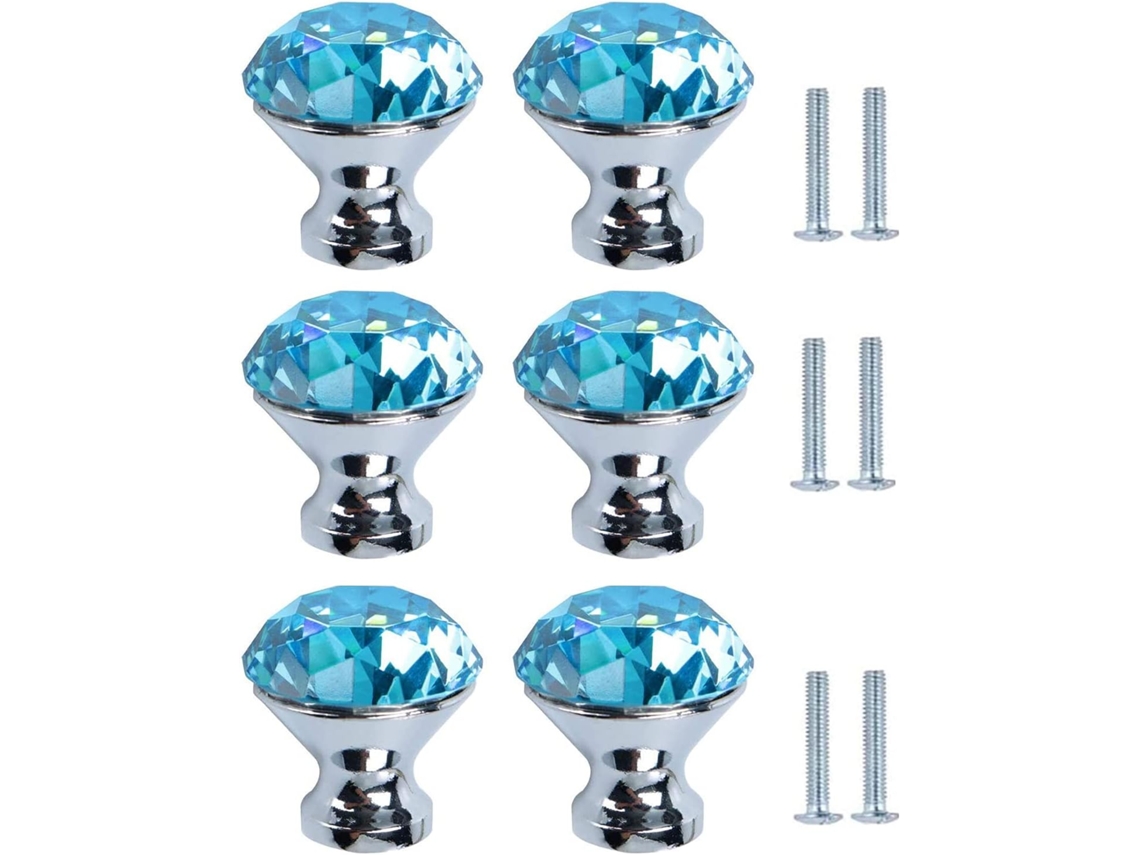 Puxadores De Armário, Puxadores Redondos Para Portas De Móveis, Conjunto De 6 Peças, Puxadores De Cristal Com Base Em