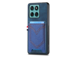 Capa Para Moto Edge 60 Fusion ,ultrafina Em Couro Pu Com Porta-cartão Azul Panoona