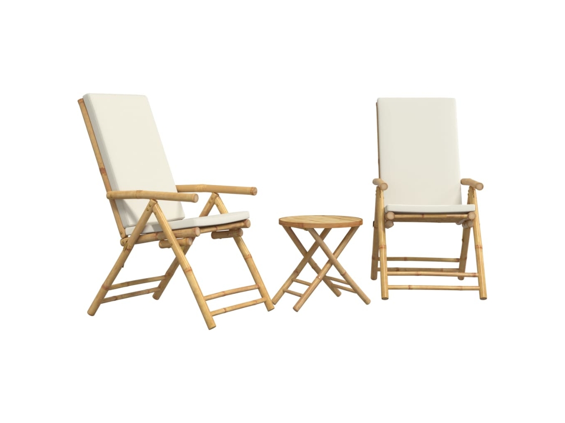 Conjunto 1 Conjunto De Bistrô Vidaxl Marrom Bambu