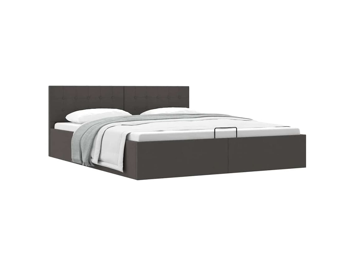 Cama Hidráulica com Arrumação Tecido Cinzento Escuro MAISON EXCLUSIVE (160x200 cm)