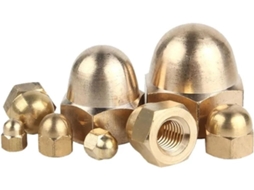 Porca De Latão, Hexagonal Com Tampa Decorativa Em Forma Cúpula, Porcas