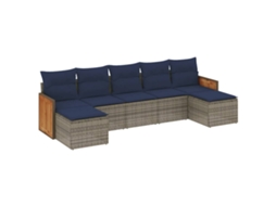 Conjunto de Sofá de Jardim, 7 Peças, Almofadas, Rattan Cinza MAISON EXCLUSIVE