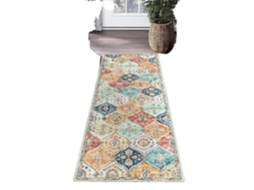 Tapete Runner, Padrão Geométrico, Base Antiderrapante, Estilo F, 60x230cm