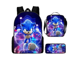 Mochila Sonic Bolsa De Estudante Sonic Lancheira Estojo Para Lápis Conjunto De Três Peças Slowmoose