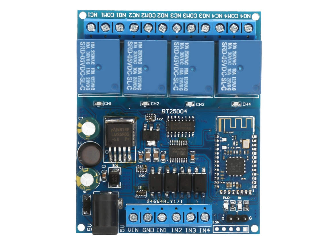 Módulo de Relé Bluetooth Inalámbrico 4 Canais Controle Múltiplo S/MARCA