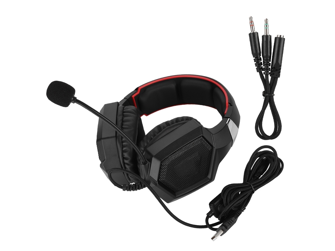 Fone De Ouvido Gamer Com Fio Para E-sports, Estéreo Usb De 3,5mm, Graves Competitivos E Microfone, Preto E Vermelho
