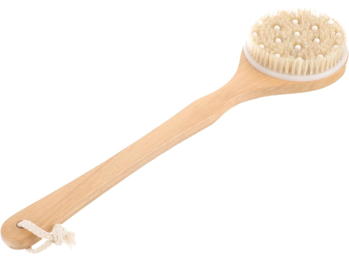 Escova De Banho Com Cabo Longo E Cerdas Javali, Escova Esfoliante Corporal, Escova Macia Para Peles Delicadas, Para