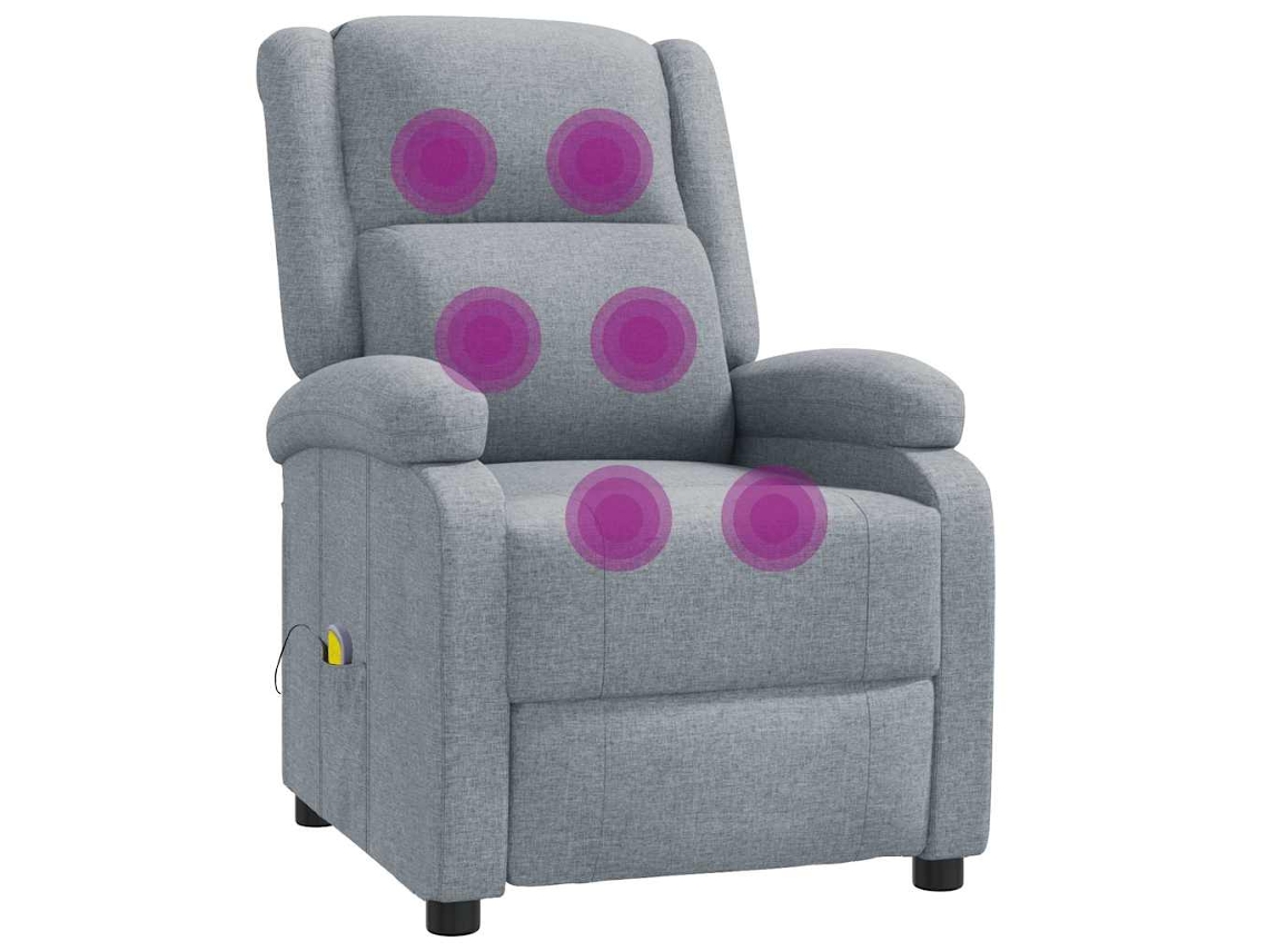 Conjunto 1 Poltrona De Massagens Vidaxl Cinzeto Tecido (70 X 93 X 98 Cm)