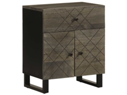 Vidaxl Mesa De Cabeceira 50x33x60 Cm Madeira De Mangueira Maciça Preto