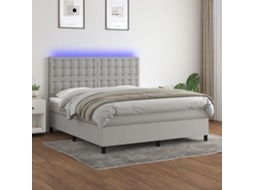 Cama Box Spring C/ Colchão E Led 180x200 Cm Tecido Cinza-claro