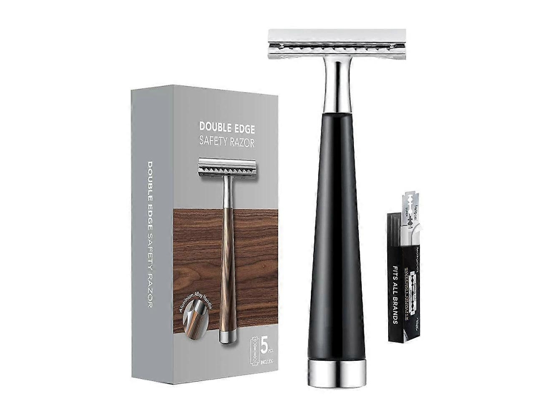 Kit De Barbear Manual Compacto, Grão De Madeira, Para Casa E Viagem