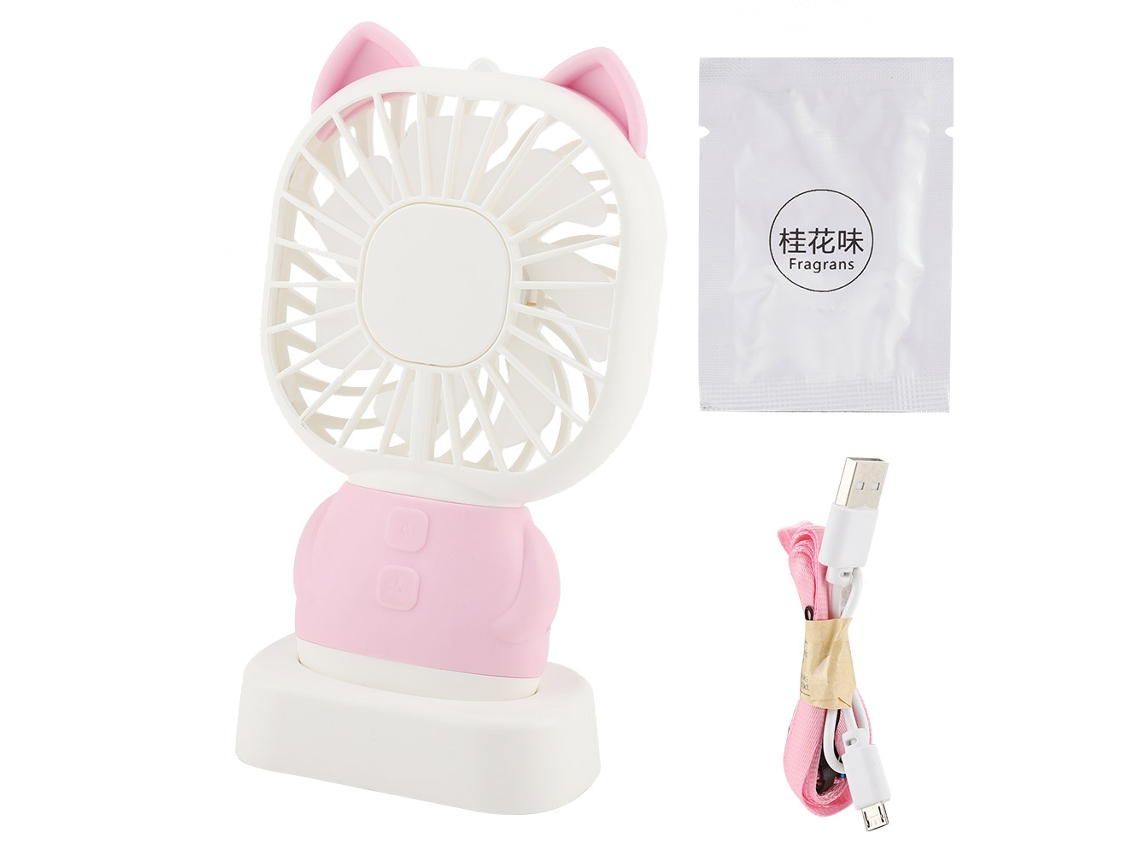 Ventilador Portátil Usb Aromaterapia Luz Noturna Rosa