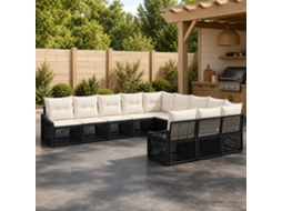 Vidaxl Conjunto De Sofá De Jardim 11 Unid. Preto Vime Pe