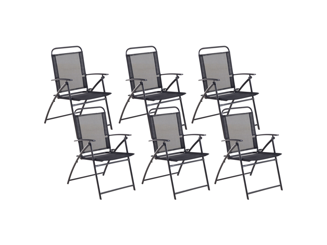 Conjunto De 6 Cadeiras De Jardim Beliani Livo De Aço Preto 48x66x90