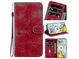 Capa De Couro Pu Premium Oppo Reno 10 5g Com Porta Cartões E Lily Embossada