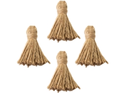 Conjunto 4 Pingentes Linho Cáqui Borlas Decoração Boêmia Mesmo Guirlanda Decorativa Cerimônias Festas Fantasia GOKOCO