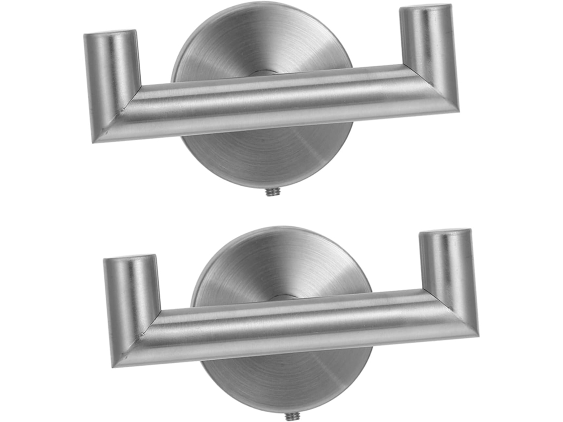 Conjunto de 2 Ganchos Duplos de Aço Inoxidável para Banheiro, Montados na Parede, Economizam Espaço e São Fáceis de Instalar. SFUSHOS