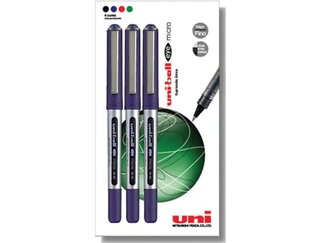 Uni-ball Eye Micro UB-150 Conjunto de bolígrafos de punta fina 4 unidades negro, azul rojo y verde 
