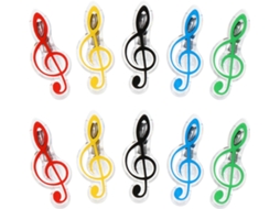 Conjunto De 10 Prendedores Plástico Para Partituras E Notas Musicais, Com Design De Clave Sol, Cores Sortidas Para Uso