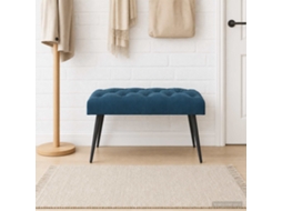 Vidaxl Banco Com Botões Estofados Azul 80 X 40 X 46 Cm Veludo