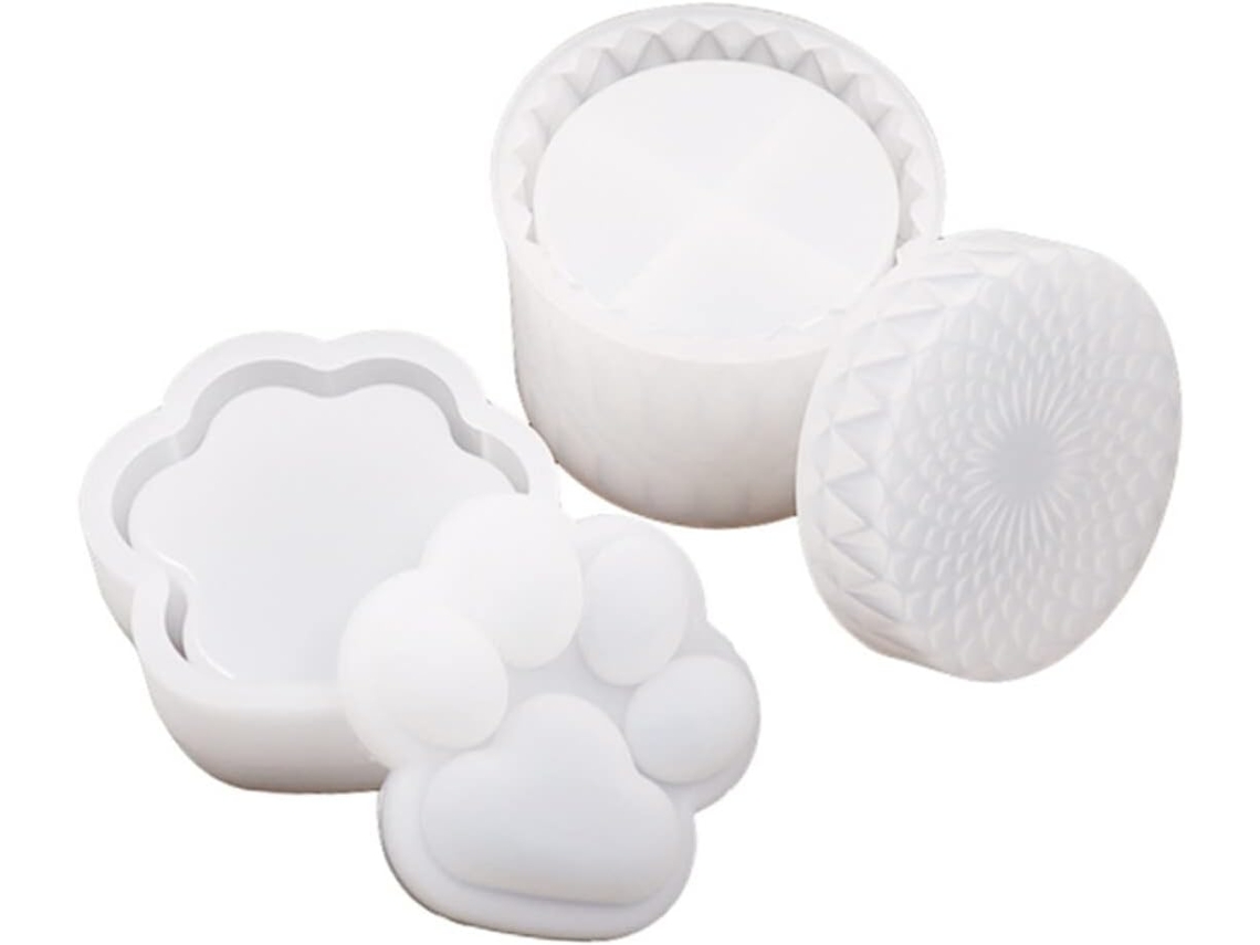 Conjunto De 2 Moldes De Silicone Branco Para Caixa De Joias Diy.