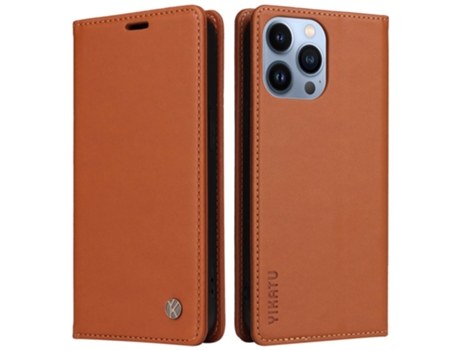 Capa Inch Para Iphone 13 Pro Yikatu Pele Sintética Anti-choque Magnética Castanho