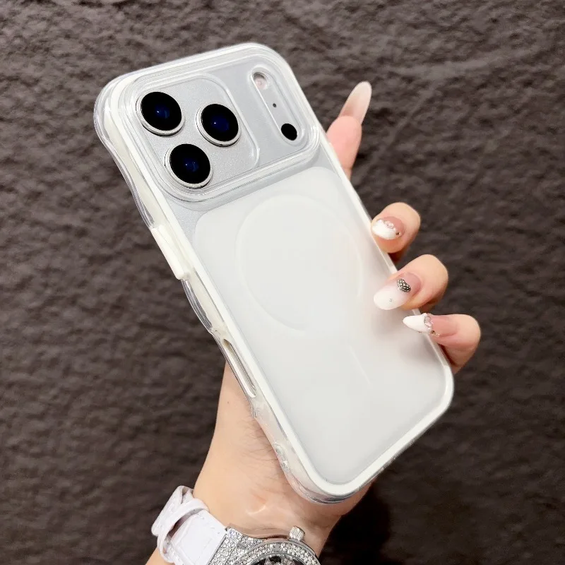 Capa De Celular Ultrafina E Macia Com Textura Ondulada Fosca (iphone 16 Pro Branco), Em Silicone Transparente.