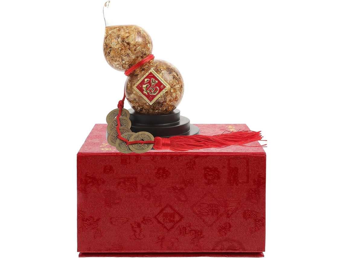 Decoração Criativa Vidro Dourado Formato Cabaça Escritório Interno Símbolo Riqueza Prosperidade Ornamento GOKOCO