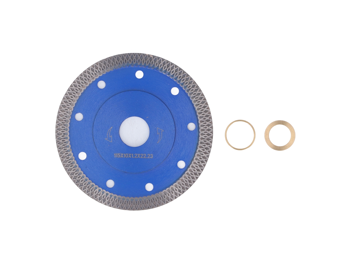 Disco de serra diamantado superfino para cortar azulejos, granito, mármore e cerâmica com flange, formato ondulado, 4,5 polegadas.