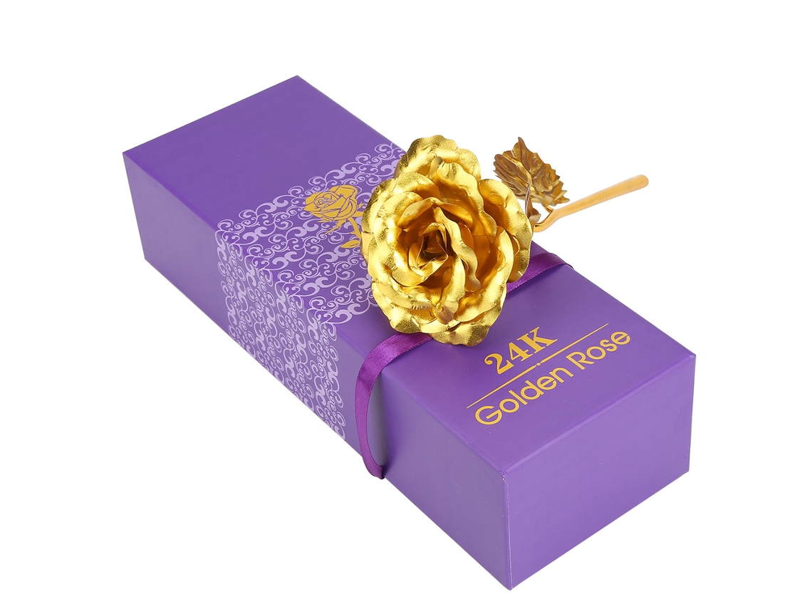 Rosa de Ouro 24k Artificial Feita À Mão