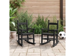 Vidaxl Cadeiras De Baloiço Infantis 2 Pcs Álamo Maciço Preto