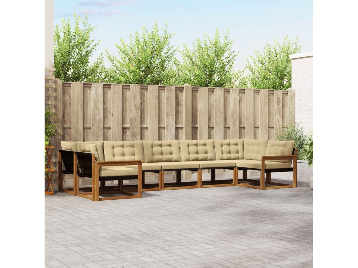 Vidaxl Conjunto De Sofás Para Exterior 7 Unid. Natural E Bege